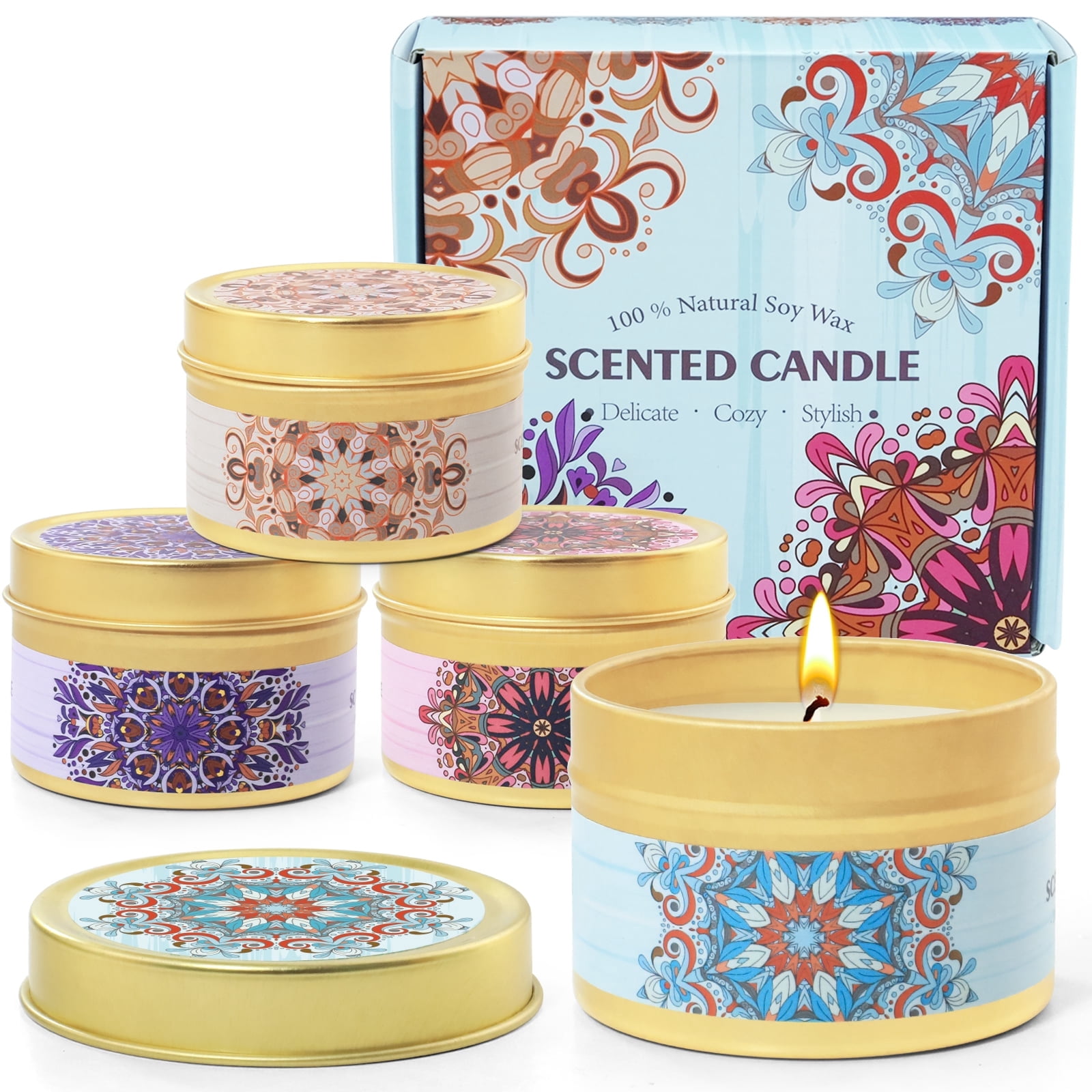 SCENTORINI Fall Scented Candles Gift Set, Aromatherapy Soy Wax Candles ...