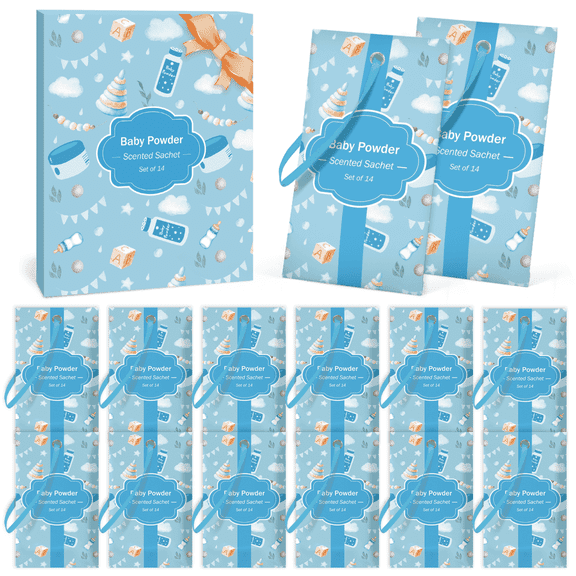 SCENTORINI Scented Sachets, 14 Packs Fragrance Packets Perfume Sachets, Baby Powder for Wardrobe, Drawer, Closet