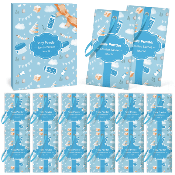 SCENTORINI Scented Sachets, 14 Packs Fragrance Packets Perfume Sachets, Baby Powder for Wardrobe, Drawer, Closet