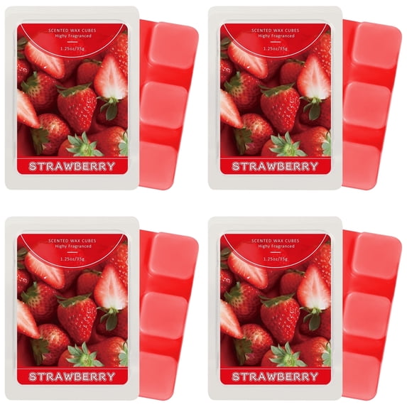 SCENTORINI Strawberry Scented Wax Melts, Soy Wax Cubes for Candle Making (4-Pack)