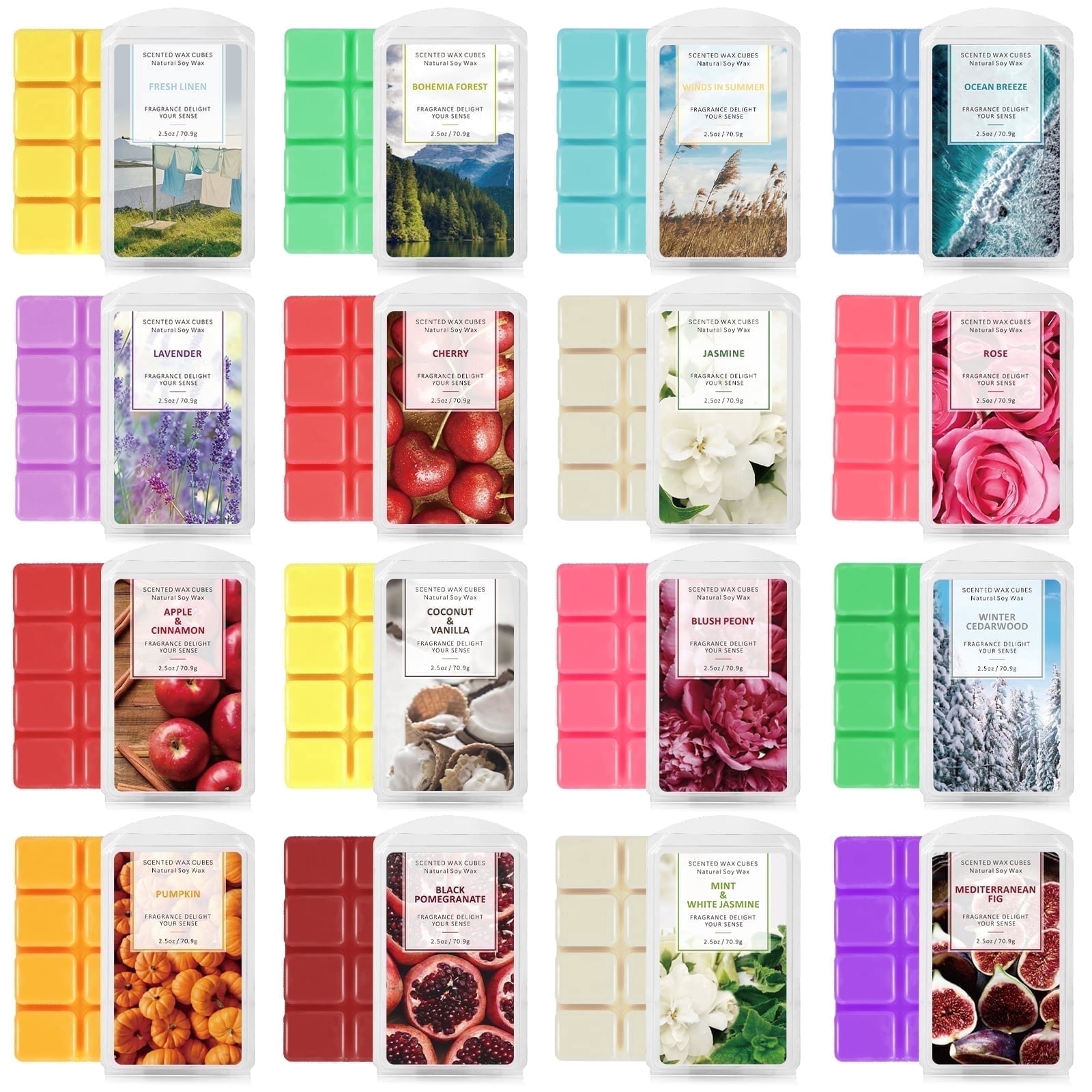 SCENTORINI Scented Wax Melts, Long Lasting Scent Soy Wax Cubes for Warmer Candle Making, 16 Pack Gift Set for Fall and Winter