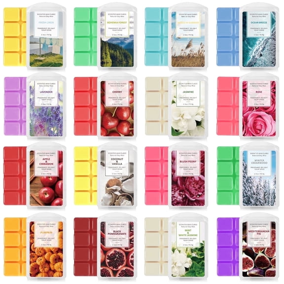 SCENTORINI Scented Wax Melts, Long Lasting Scent Soy Wax Cubes for Warmer Candle Making, 16 Pack Gift Set for Fall and Winter