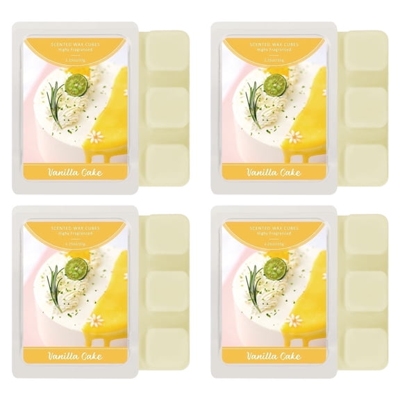 SCENTORINI Vanilla Cake Scented Wax Melts, Natural Soy Wax Cubes for Wax Warmer, Strong Scent Home Warmer Tart (4 Pack)