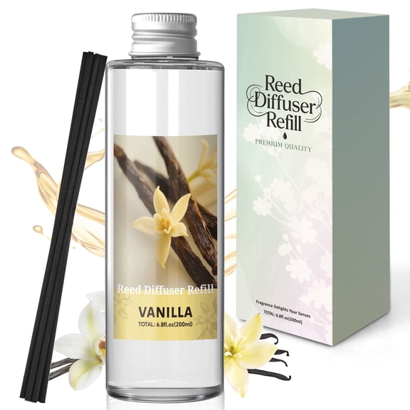 SCENTORINI Vanilla Reed Diffuser Refill 200ml/6.8 fl oz, Natural Essential Scented Oil for Bathroom, Office, Gym