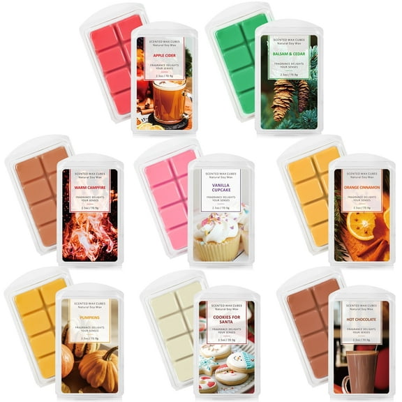 SCENTORINI Scented Winter Wax Melts, Soy Wax Cubes for Warmer, Long Lasting Assorted Scent Candle Melts(8 x 2.5oz)