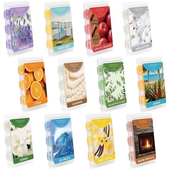 SCENTORINI Scented Wax Melts, Natural Soy Candle Cubes Strong Scent, 12 Pack Essential Fragrance Wax Tarts for Warmer, Home, Office