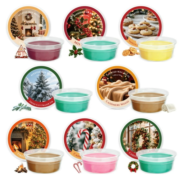 SCENTORINI Winter Scented Wax Melt, 8 Pack Christmas Wax Cubes for Warmers, Long-Lasting Strong Fragrance for Home Decoration