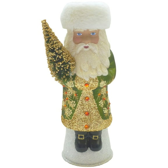 Alexander Taron 10.5" Vibrant Unique Russian Santa with Swarovski Crystals Schaller Paper Mache