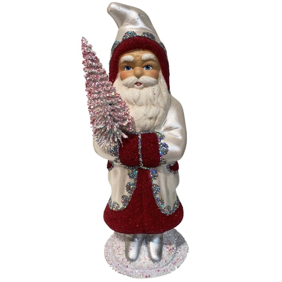 Alexander Taron 11” Paper Mache Santa in a Pearl Christmas Candy Container