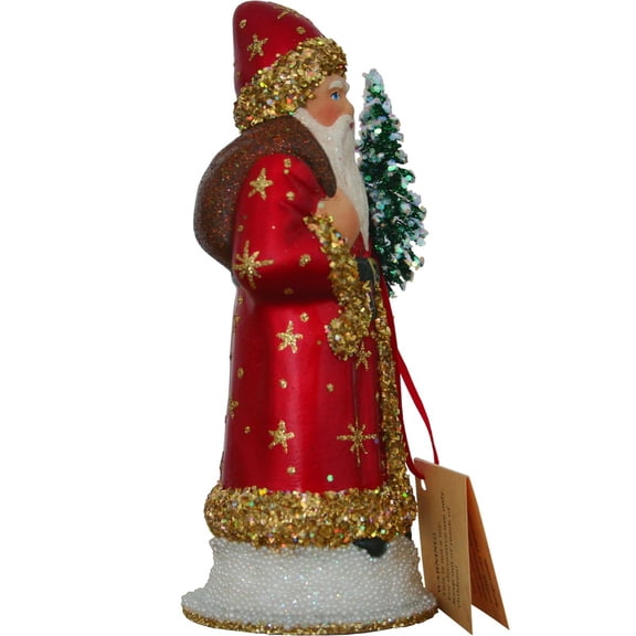 Alexander Taron 6.25" Vibrant Unique Santa Shiny Red Schaller Paper Mache Candy Container