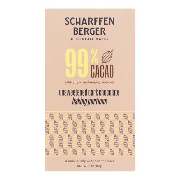 SCHARFFEN BERGE - Unsweetened Baking Chocolate - 4 Oz, Case of 12