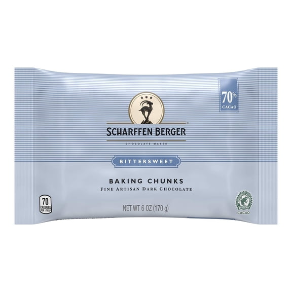 SCHARFFEN BERGER 70% Cacao Bittersweet Dark Chocolate Baking Chunks, 6 Ounces