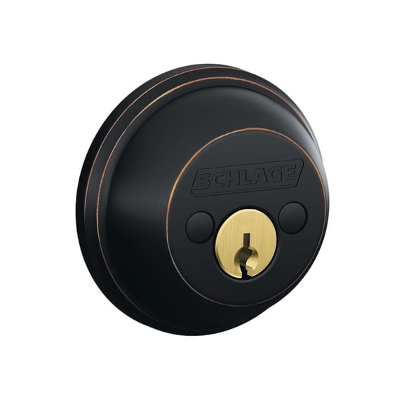SCHLAGE LOCK, Deadbolt Double Cyl Aged Brz, BX