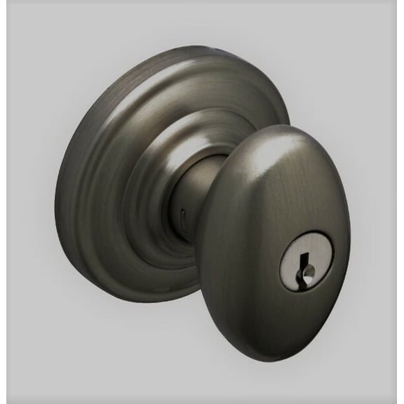 SCHLAGE Egg Knob Keyed DANBURY Antique Pewter FA51 DNB 620 Siena Andover Rose