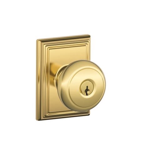 SCHLAGE F51A AND 505 605 ADD Andover Knob with Addison Trim Keyed Entry Lock, Bright Brass