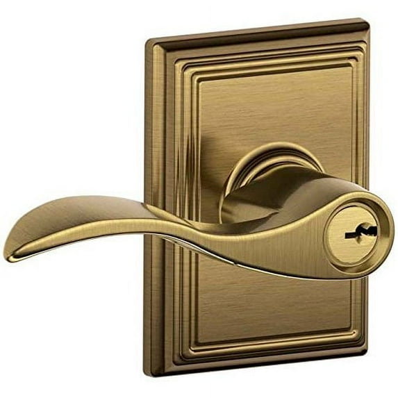 SCHLAGE F51A Accent with Addison Rose Keyed Entry Lock C Keyway with 16211 Latch 10063 Strike Antique Brass Finish