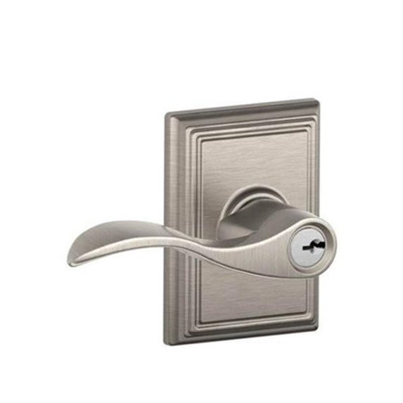 SCHLAGE F51A Accent with Addison Rose Keyed Entry Lock C Keyway with 16211 Latch 10063 Strike Satin Nickel Finish
