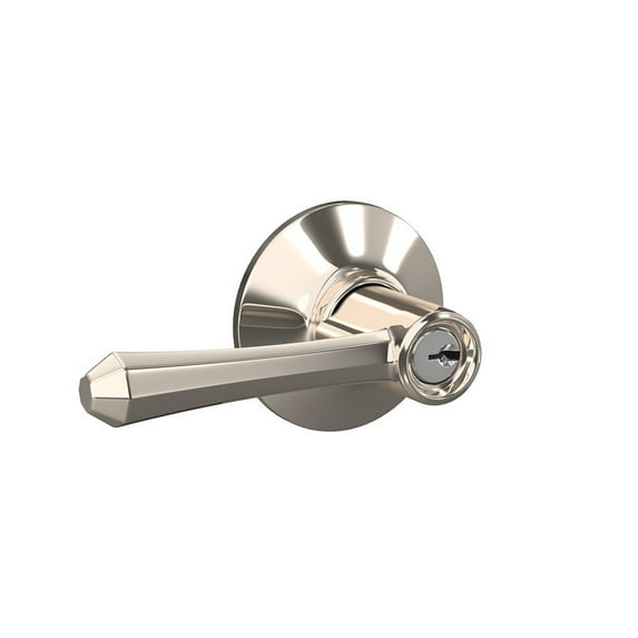 SCHLAGE F51A DMP 618 PLY Dempsey Lever with Plymouth Trim Keyed Entry Lock, Polished Nickel