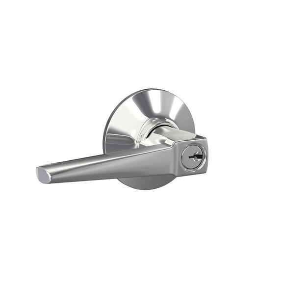 SCHLAGE F51A ELR 625 PLY Eller Lever with Plymouth Trim Keyed Entry Lock, Bright Chrome