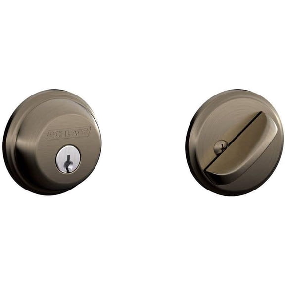SCHLAGE LOCK CO B60N620 Single Cylinder Deadbolt, Pewter