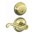 thumbnail image 1 of Schlage Lever And Single Cylinder Deadbolt Flair Bright Brass Ansi Gr 2, 1 of 2