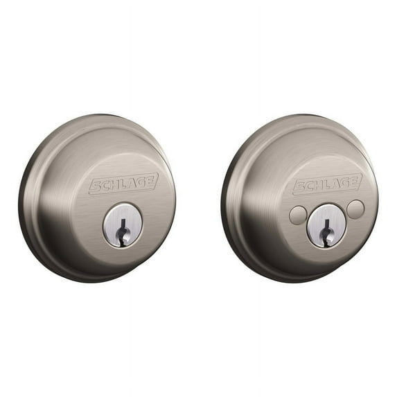 SCHLAGE LOCK CO Satin Nickel Double-Cylinder Deadbolt Lock B62NV619