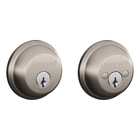 SCHLAGE LOCK CO Satin Nickel Double-Cylinder Deadbolt Lock B62NV619