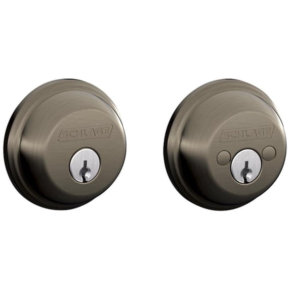 SCHLAGE Lock CO B62N620 Double Cylinder Deadbolt, Pewter
