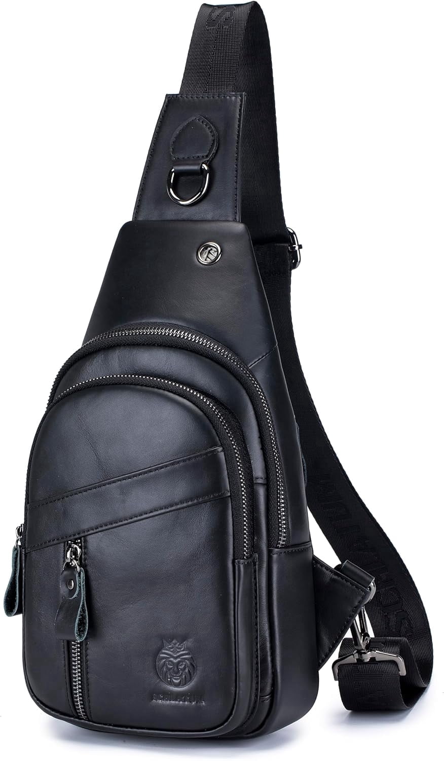 SCHLATUM Genuine Leather Crossbody Sling Bag for Men, Black