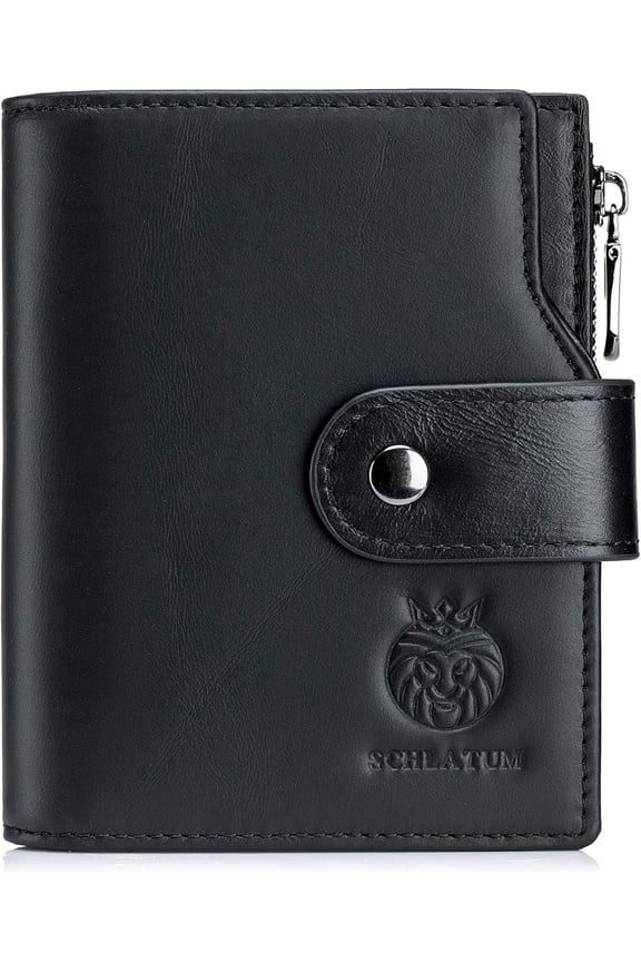 Large Capacity Leather Wallet for Men, RFID Blocking, 18 Card Slots, Coin Pocket, Black