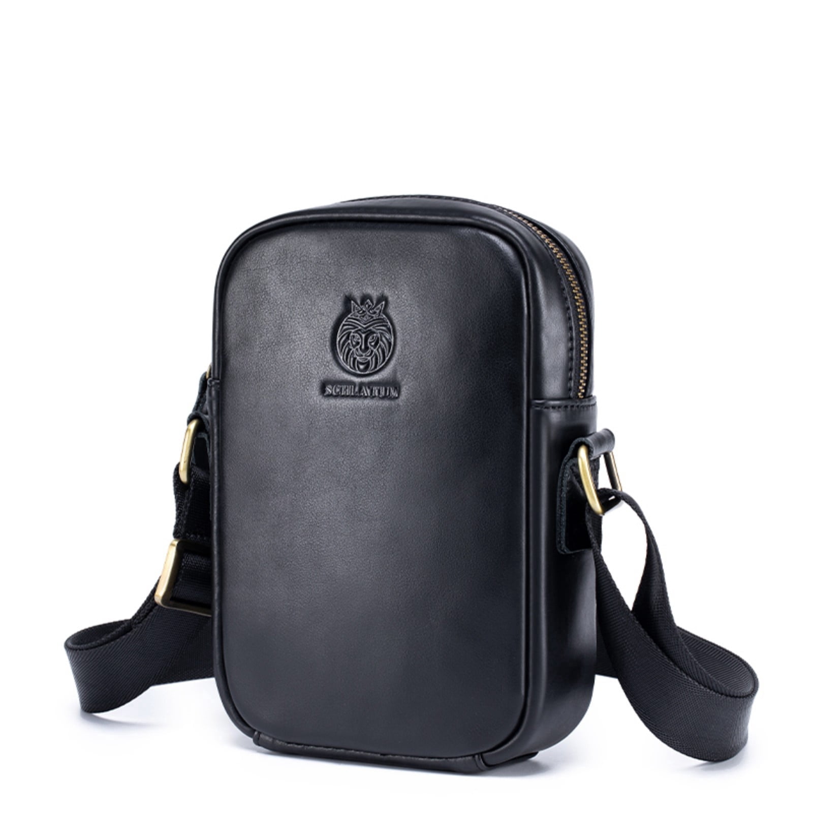 SCHLATUM Leather Crossbody Bag for Men, Shoulder Bag for Men, Man Purse with Zipper and Adjustable Shoulder Strap