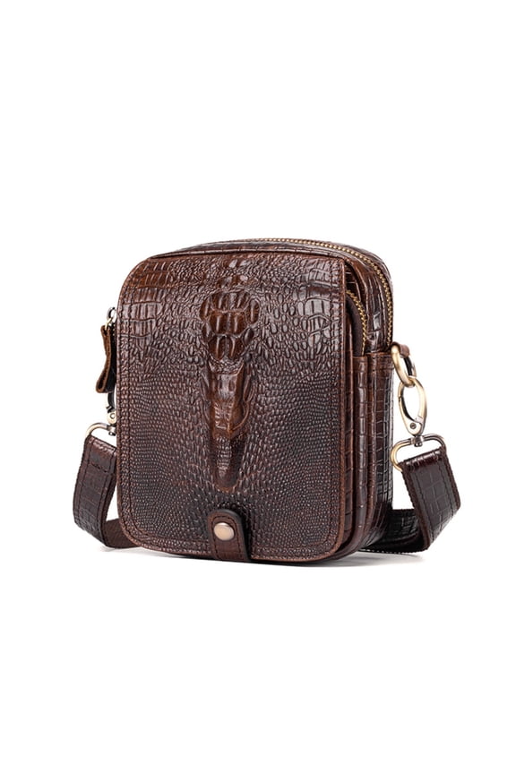 Men's Genuine Leather Crocodile Pattern Crossbody Bag,Shoulder Messenger Purse Sling Satchel For Work Business Travel