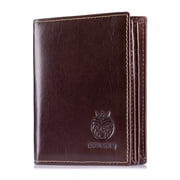 Genuine Leather Wallet for Men RFID Blocking Bifold Slim Wallet with 15 Card Slots , Coffee