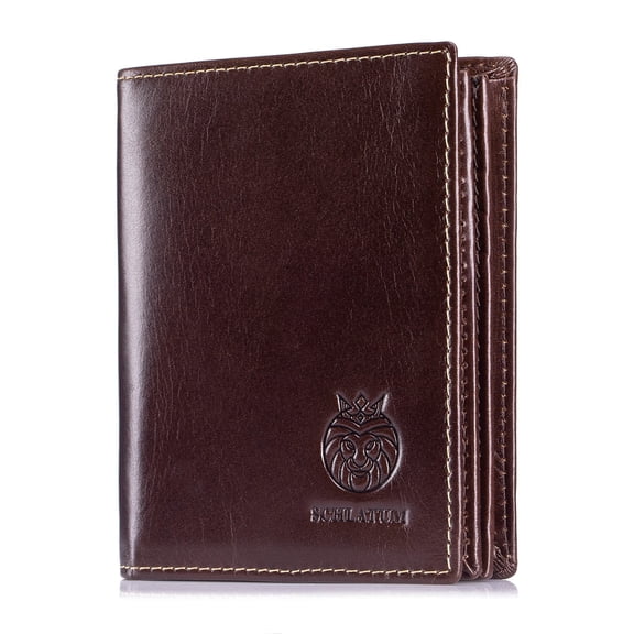 SCHLATUM Genuine Leather Wallet for Men RFID Blocking Bifold Slim Wallet with 15 Card Slots , Coffee