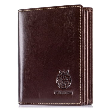 SCHLATUM RFID Wallet for Men Genuine Leather Large Capacity Vertical Bifold Wallet with 16 Card Solts 2 Cash Pockets, Black