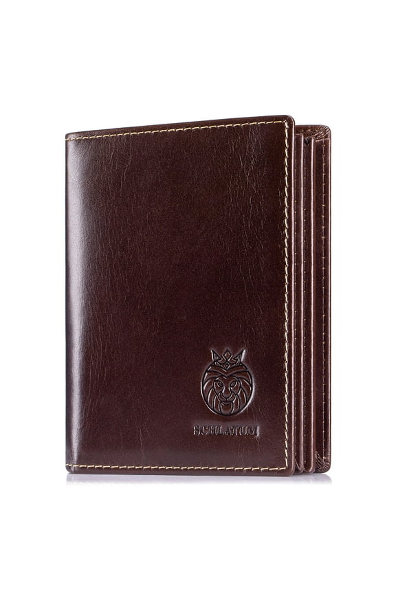 RFID Wallet for Men Genuine Leather Large Capacity Vertical Bifold Wallet with 16 Card Solts 2 Cash Pockets, Black