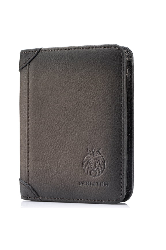 Slim Genuine Leather RFID Blocking Wallet for Men, with 9 Card Slots, 2 ID Windows and 2 SD Card Slots, Coffee