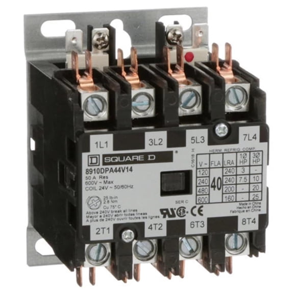 SCHNEIDER ELECTRIC 8910DPA44V14 Contactor 600-Vac 40-Amp Dpa Plus Options Electrical Box CA3