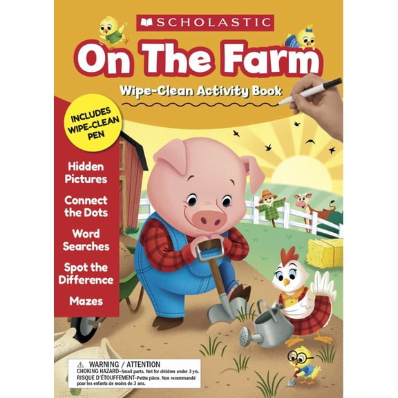 SCHOLASTIC: On the Farm Wipe-Clean Activity Book (Spiral-Bound)