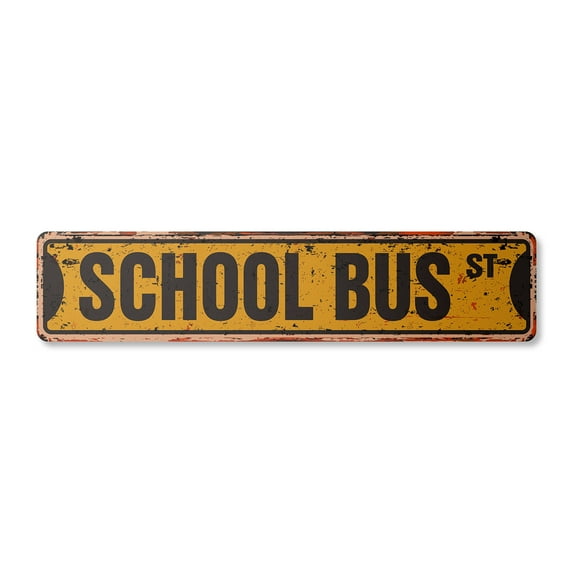 SCHOOL BUS Vintage Plastic Street Sign driver student stop | Indoor/Outdoor |  18" Wide