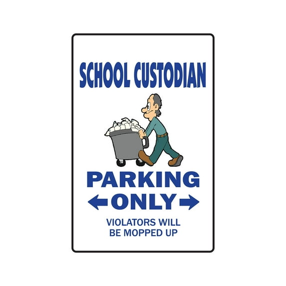 SCHOOL CUSTODIAN Decal parking janitor retirement maintenance | Indoor/Outdoor | 7" Tall