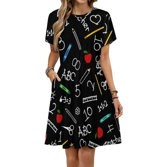SCHOOL EDUCATION Women's Dress Short Sleeve Summer Sundress Summer Women Clothes