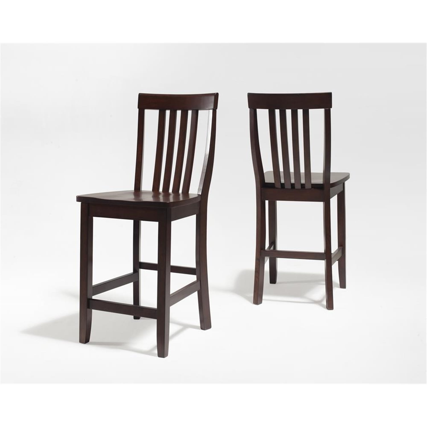 Vintage Mahogany Schoolhouse 24" Counter Stools - Set of 2