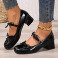 thumbnail image 1 of SCHUHLAND Sweet Lacquer Mary Jane Pumps for Women, Square Toe Medium Block Heel Dress Ballet Shoes with Buckle Strap, 1 of 16