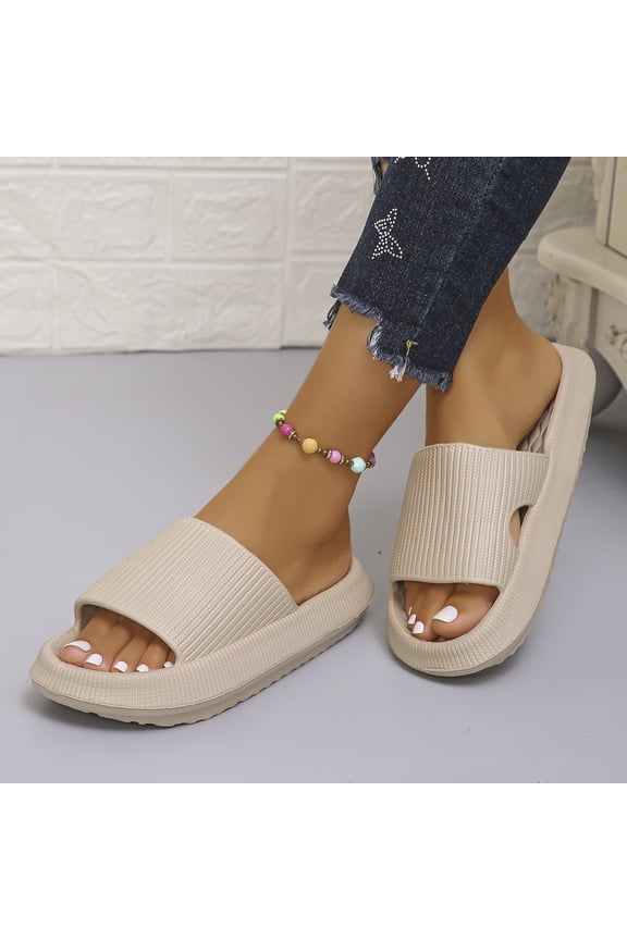 Thick Bottom Cloud Platform Slides for Women & Couple, Soft EVA Indoor/Bathroom Slippers, Non-Slip Summer Sandals