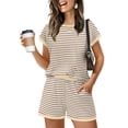 thumbnail image 1 of SCHUHLAND Women's 2-Piece Lounge Set - Casual Round Neck Short Sleeve Top and Shorts Outfit, Soft Comfy Pajama Set, S-2XL, 1 of 10