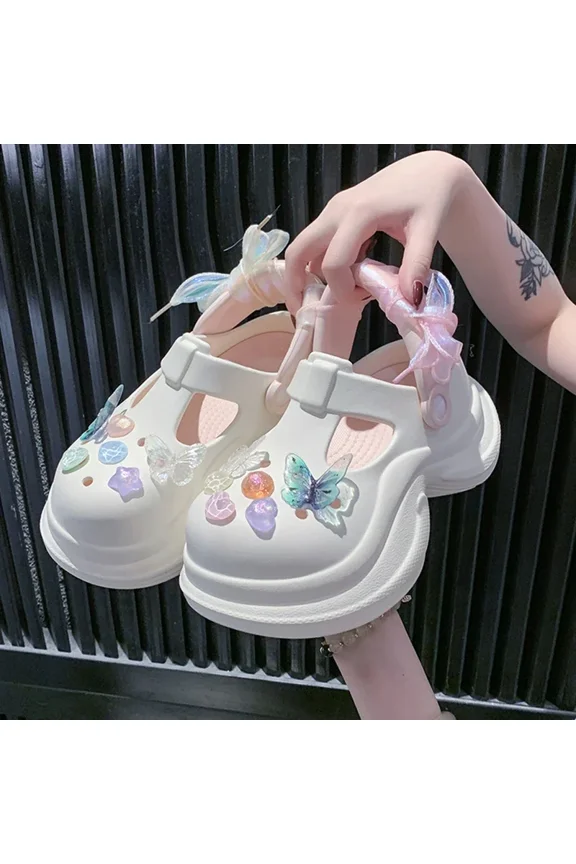 Women's Chunky Platform Clogs Sandals, High Heel EVA Cloud Slippers with Thick Bottom, Beach Fashion Summer/Spring, Black/Beige/Pink/Blue, Size 34-39