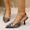 thumbnail image 1 of SCHUHLAND Women's Leopard Slingback Pumps, Crystal Chain Pointed Toe High Heel Shoes for Party & Wedding, 1 of 10