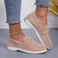 thumbnail image 1 of SCHUHLAND Women's Pleated Strap Faux Suede Loafers, Round Toe Low Heel Slip-On Casual Pumps, Black/Khaki, Summer, 1 of 14
