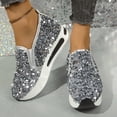 thumbnail image 1 of SCHUHLAND Women's Silver Glitter Chunky Platform Comfort Sneakers, Slip-On Height Increasing Loafers for Autumn/Spring, 1 of 16